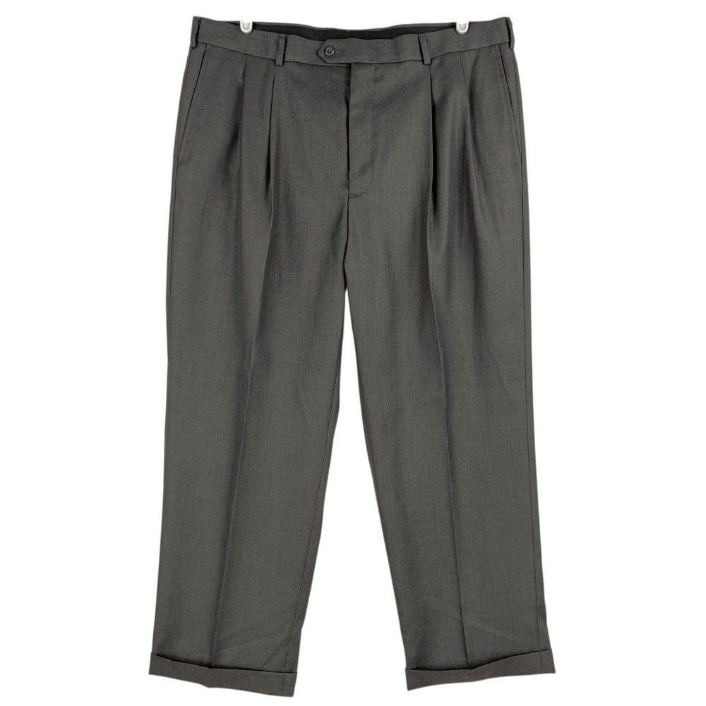 STAFFORD Men's Pleated Cuffed Straight Brown Pants Size 40x29 Classic Fit NWOT